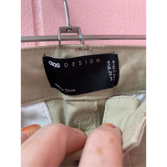 ASOS Design Mens Khaki Stretchable Chino Pants Size 32x30 NWT - Picture 3 of 8